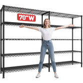 REIBII 70"W Wire Shelving, 1600Lbs Metal L Shaped Shelves Adjustable, Storage Wire Racks for Pantry Kitchen