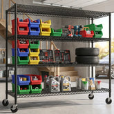Reibii Rolling heavy duty shelves, Adjustable Metal Shelves Load 2878 lbs,60" W x 24" D Wire Storage Shelves,