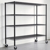 Reibii 56" W × 75.6" H Wire Rack Shelving Units on Wheels, 2550 lbs Adjustable Wire Storage Shelves for Pantry Closet Commercial