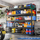Reibii 55" W Heavy Duty Garage Shelving, 5-Tier Adjustable Storage Shelves, 2800 Lbs Capacity Steel Shelf, Split Into 2 Units, Basement Warehouse Kitchen