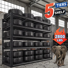 Reibii 55" W Heavy Duty Garage Shelving, 5-Tier Adjustable Storage Shelves, 2800 Lbs Capacity Steel Shelf, Split Into 2 Units, Basement Warehouse Kitchen