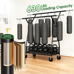 Raybee 65.4"W 350LBS Rolling Clothing rack with Shelves, Adjustable Commecial Garment Racks