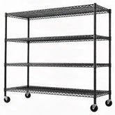 Reibii 4-Tier Rolling Heavy Duty Shelves, 60"W x 24"D x 65.3"H, Adjustable Metal Shelves, 2878 lbs Load, Wire Storage