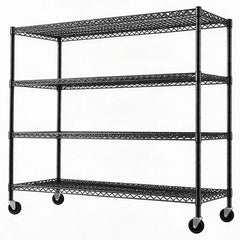 Reibii 4-Tier Rolling Heavy Duty Shelves, 60"W x 24"D x 65.3"H, Adjustable Metal Shelves, 2878 lbs Load, Wire Storage