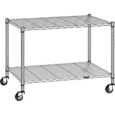 Reibii 2-Shelf Wire Rack Shelving with Wheels & Gaskets , Adjustable Metal Storage Shelves for Kutchen Pantry Laundry, Chrome