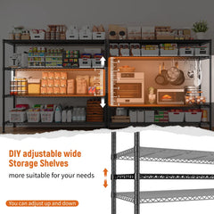 REIBII 45.3" W Wire Shelving, 4-Tier Adjustable, Storage Rack Metal Wire Shelves for Pantry Kitchen Commercial