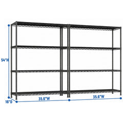 Reibii 4‑Shelf Steel Wire Shelving Unit Adjustable Metal Storage Rack for Kitchen Pantry Closet Dorm Bedroom Organization