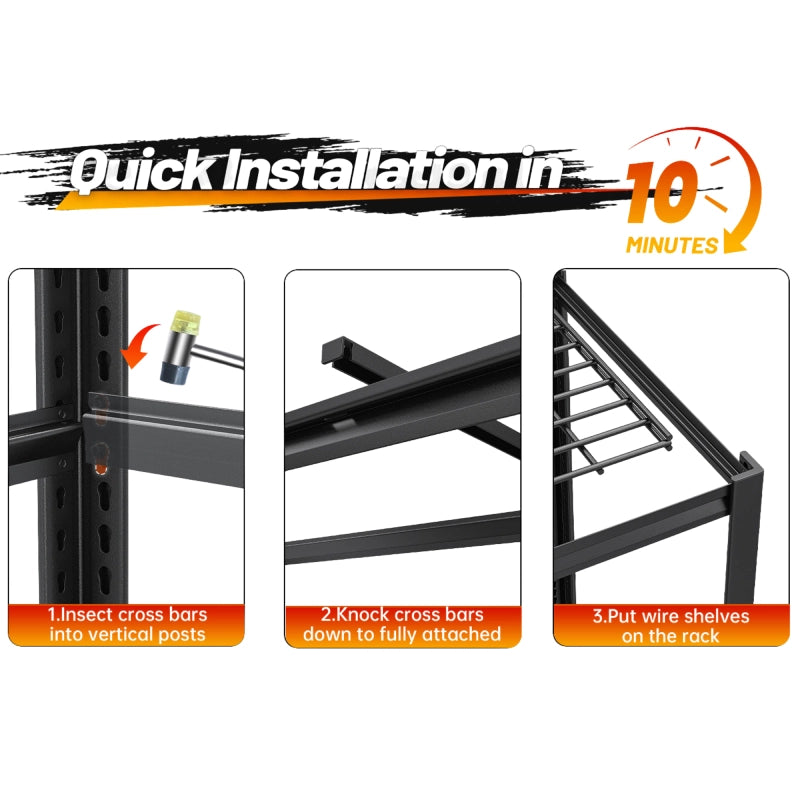 REIBII 55''W 3500LBS Industrial Shelving, 6-Tier Adjustable Heavy Duty Shelves for Garage, Basement, Warehouse