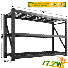 REIBII 77" W Garage Shelving,Heavy Duty Metal Shelving Unit for Storage,Adjustable shelves for Basement, Garage, Warehouse