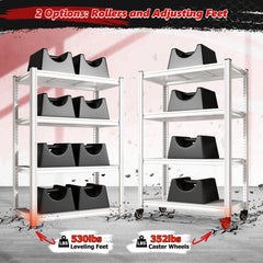 REIBII 59.8"H 4-Tier Rolling Storage Shelves, 530lbs Adjustable Pantry Shelves, Kitchen, Basement