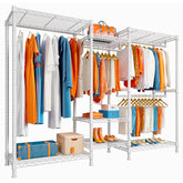 The modern and minimalist design of the Raybee white clothing rack will complement any decor and add a touch of sophistication to your space.