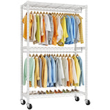 Raybee 79"H Clothing Rack With  Wheels, Rolling Garment Rack For Hanging,Portable Closets