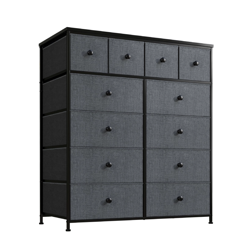 40.7"W 12 Drawers Dresser for Bedroom, Pantry, Chest for Living Room with Deep Drawes for Living Room 40.7"W x 11.9"D x 43.8"H, Dark Grey 40.7"W 12 Drawers Dresser for Bedroom, Pantry, Chest for Living Room with Deep Drawes for Living Room 40.7"W x 11.9"D x 43.8"H, Dark Grey