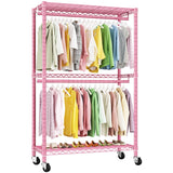 Raybee 79"H Clothing Rack With  Wheels, Rolling Garment Rack For Hanging,Portable Closets