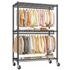 Raybee 81"H 440LBS Rolling Clothes Rack, Portable Closet for Hanging, Adjustable Clothing Rack with Wheels For Bedroom