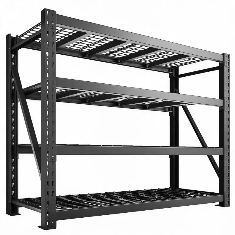 4-Tier 60"W x 24"D x 72"H Industrial Storage Shelves, 11000LBS Fully Adjustable Heavy Storage Unit for Warehouse Workshop Basement