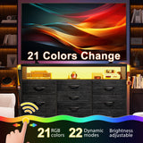 55" Smart TV Stand & Dresser | 10-Drawer Storage w/ LED Lights & Outlets | Metal/Wood Frame (Charcoal Black)