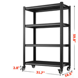 REIBII 59.8"H 4-Tier Rolling Metal Shelving Rack 530LBS Adjustable Shelving Units for Pantry, Kitchen, Basement