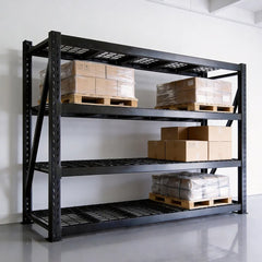 REIBII 68" W 4-Tier Heavy Duty Garage Shelving 9400 lbs Adjustable Storage Shelves for Warehouse, Garage, Basement, Shop
