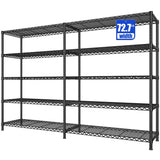 REIBII 72.8” W Metal Shelving Units, Adjustable Wire Shelves for Storage, 5-Wire Shelving Rack for Pantry Kitchen Supermarket