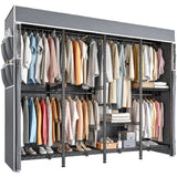 Raybee 76"W Heavy Duty Clothes Rack with Cover,1150LBS Wardrobe Closet,Adjustable Portable Closet for Bedroom