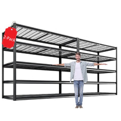 REIBII 2 Packs 6000LBS Garage Shelving 5-Tier Rust-Proof Adjustable Industrial Shelving  Metal Storage Shelves Easy Assembly 10 Minutes