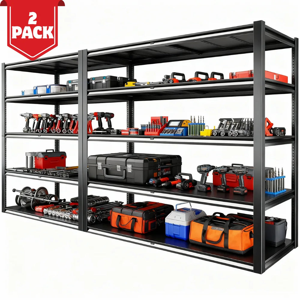 Designed as a versatile industrial shelving unit, this steel storage rack provides a practical solution for organizing heavy tools, boxes, equipment, and supplies.