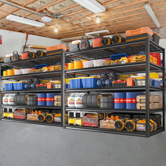 REIBII 2 Packs 6000LBS Garage Shelving 5-Tier Rust-Proof Adjustable Industrial Shelving  Metal Storage Shelves Easy Assembly 10 Minutes 800