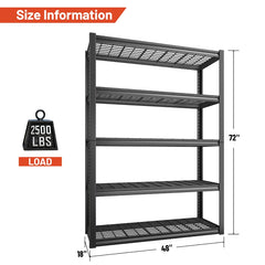 REIBII 5 Tiers  Storage Shelves 2500LBS basement storage shelves for Garage, Warehouse, Industrial,diy storage shelves