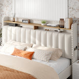 900LBS Upholstered Bed Frame with 2 Storage Drawers,2-Tier Storage Headboard,Noise-Free, No Box Spring Needed