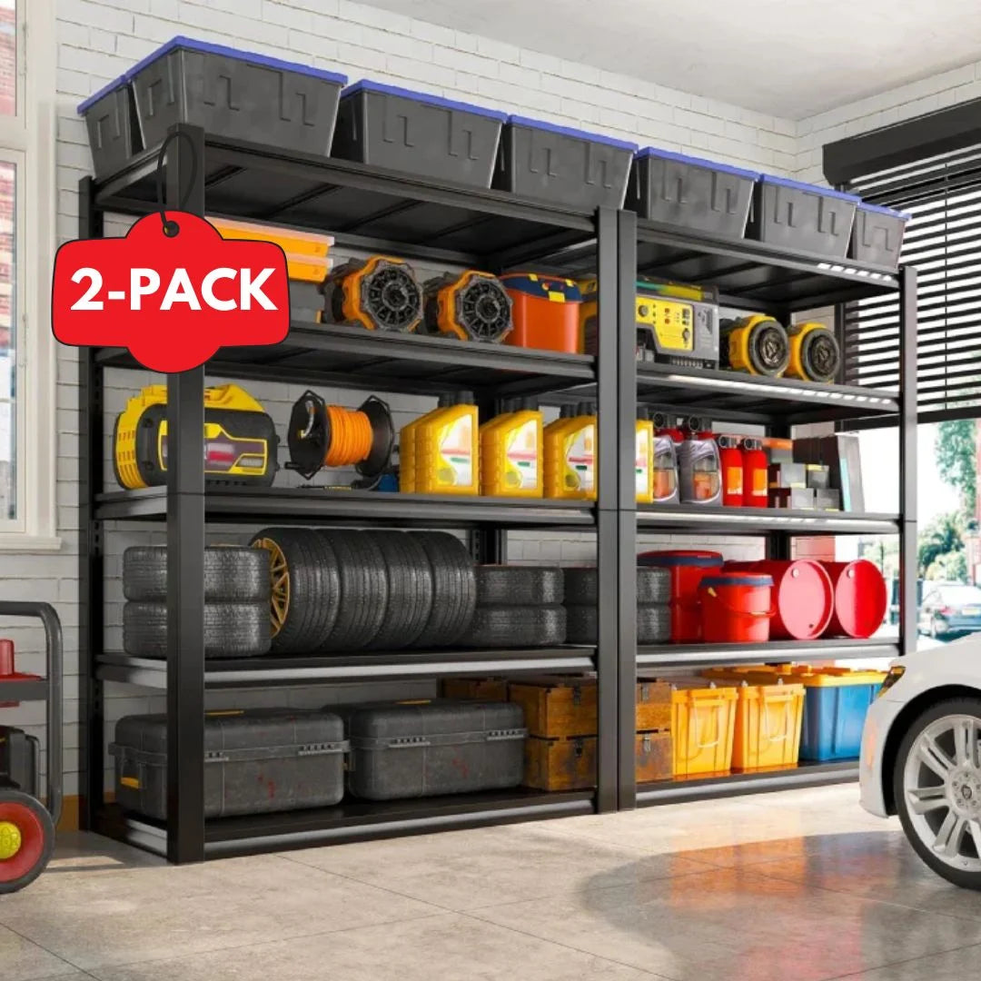 Built with an all-steel construction, this 2PC heavy duty storage shelving delivers dependable strength for everyday storage.