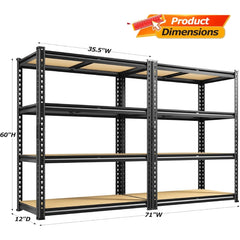 Reibii 2 Pack Garage Shelving Units Heavy Duty Load 3200 LBS Total, 60"H Metal Storage Shelves for Kitchen Pantry Garage