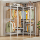 Raybee 76"W Clothing Rack with Shelves, 1100lbs Heavy Duty Clothes Rack, Metal Clothing for Hanging Clothes