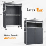 Raybee 81" H x 45"W  Rolling Garment Rack on Cover , 445lbs Portable Closet & Adjustable Clothing Rack with Wheels For Bedroom