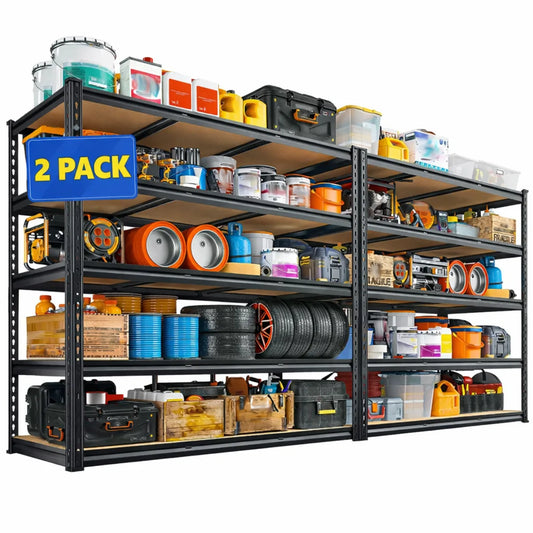 Reibii 2 Pack 48"W Storage Shelves, 2650 lbs Steel Shelving Racks, Freestanding Garage shelving for Basement Warehouse 1200