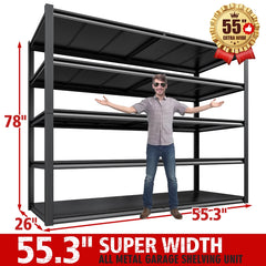 REIBII 78"H Storage Shelves 3000LBS Garage Shelving,Heavy Duty Adjustable Metal Shelves Unit for Storage Rack
