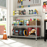 Reibii 3-Shlef Metal Shelves, Adjustable Steel Wire Shelving Units,for Kitchen Pantry,Chrome