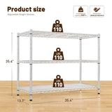 Reibii 3-Shlef Metal Shelves, Adjustable Steel Wire Shelving Units,for Kitchen Pantry,Chrome