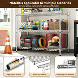 Reibii 3-Shlef Metal Shelves, Adjustable Steel Wire Shelving Units,for Kitchen Pantry,Chrome