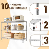 Reibii 3-Shlef Metal Shelves, Adjustable Steel Wire Shelving Units,for Kitchen Pantry,Chrome