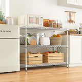 Reibii 3-Shlef Metal Shelves, Adjustable Steel Wire Shelving Units,for Kitchen Pantry,Chrome
