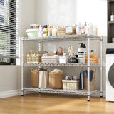 Reibii 3-Shlef Metal Shelves, Adjustable Steel Wire Shelving Units,for Kitchen Pantry,Chrome