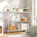 Reibii 3-Shlef Metal Shelves, Adjustable Steel Wire Shelving Units,for Kitchen Pantry,Chrome