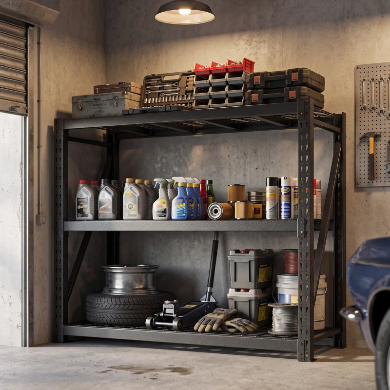 REIBII 60"W 11000LBS Heavy Duty Garage Shelving,Adjustable Metal Shelves for Warehouse, Commercial, Shop, Basement