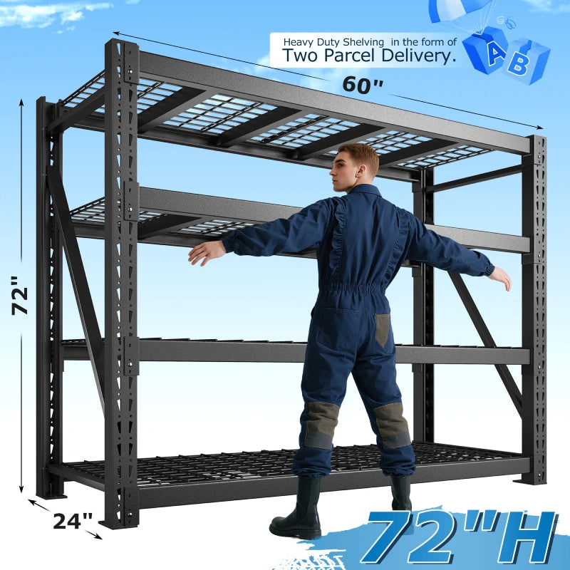 REIBII Heavy Duty Garage Shelving Adjustable Industrial Storage Racks ...
