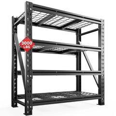 Reibii 4-Tier Heavy Duty Garage Storage Shelves 3000LBS Capacity 51.5" W x 17.7" D x 72" H Large and durable Adjustable Industrial Metal Shelf System  for Garage,Workshop