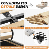 900LBS Upholstered Bed Frame with 2 Storage Drawers,2-Tier Storage Headboard,Noise-Free, No Box Spring Needed