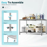 Reibii 35.4"W Heavy Duty Metal Shelving,Adjustable Storage Shelf for Laundry Bathroom Kitchen