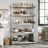 Reibii 5-Tier 35.5"W Galvanized Shelving Unit, 2300LBS Heavy Duty Metal Storage Rack, Rust-Resistant Adjustable Shelves for Kitchen, Pantry, Basement, Garage