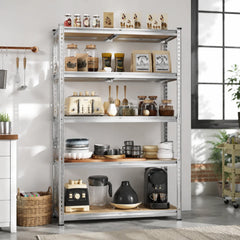 Reibii 5-Tier 35.5"W Galvanized Shelving Unit, 2300LBS Heavy Duty Metal Storage Rack, Rust-Resistant Adjustable Shelves for Kitchen, Pantry, Basement, Garage